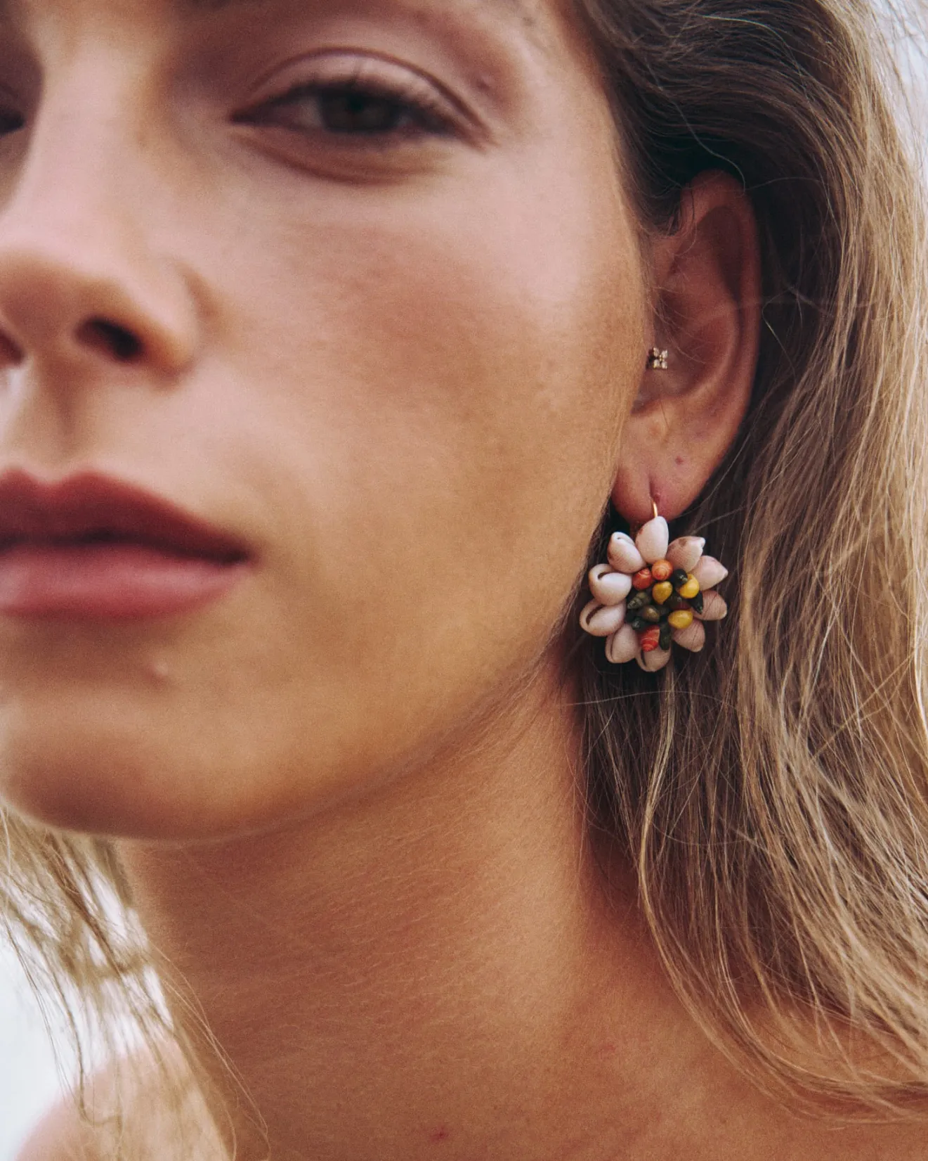 Miphai Bijoux-Boucles d'oreilles coquillages de fleurs multicolores