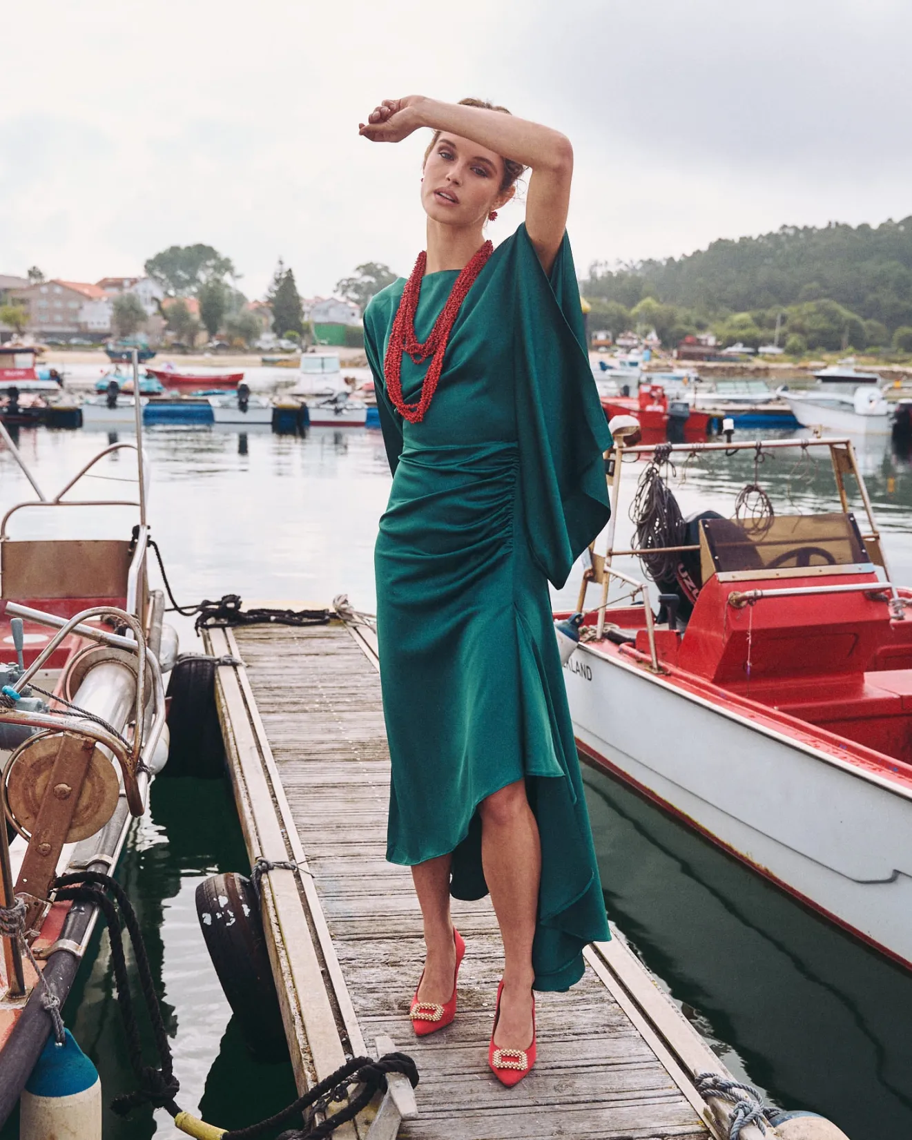 Miphai Remise Des Diplômes | Invité Mariage-Robe Midi Aldara Verte